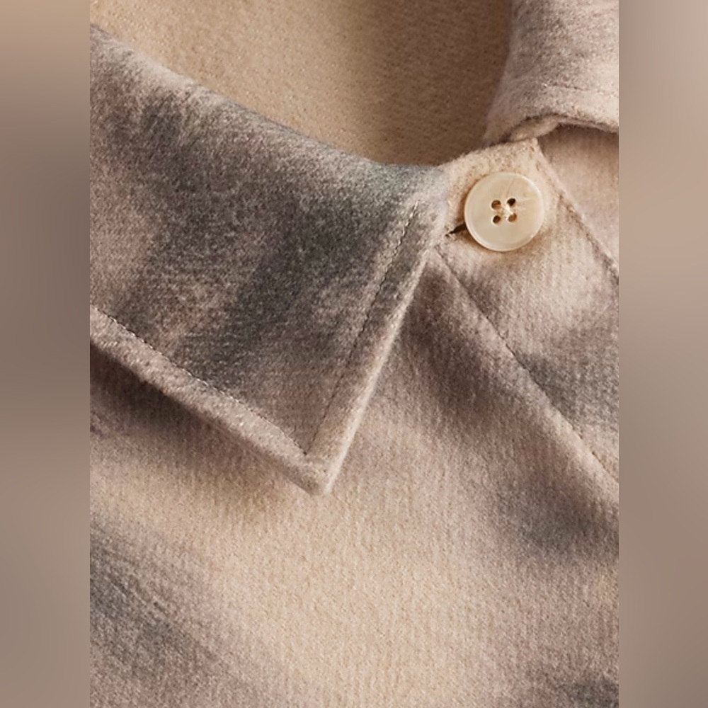 Express Beige and Gray Printed Brushed Twill Shacket - Picture 3 of 7